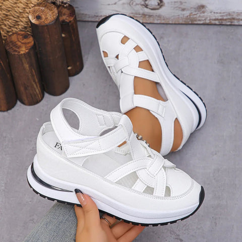 Lederen Lage Sandalen Dames – Gesloten Teen en Hielpak voor Comfort en Zomeractiviteiten - Dames - Schoenen