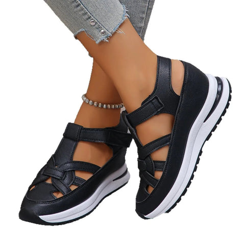 Lederen Lage Sandalen Dames – Gesloten Teen en Hielpak voor Comfort en Zomeractiviteiten - Dames - Schoenen
