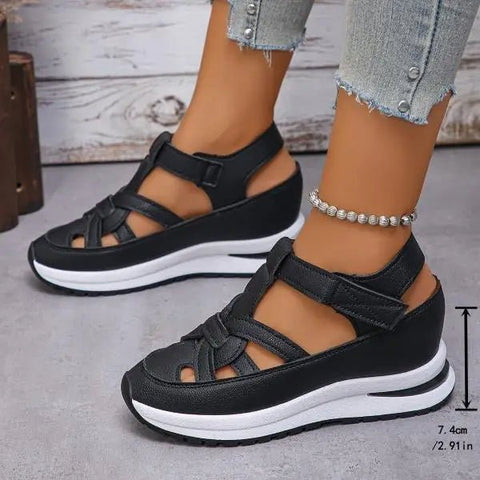 Lederen Lage Sandalen Dames – Gesloten Teen en Hielpak voor Comfort en Zomeractiviteiten - Dames - Schoenen