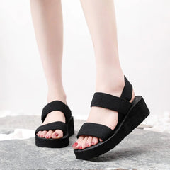 Lichtgewicht Slingback Wedge Sandalen Dames met Dikke Zool – Comfortabele Gladiatorstijl voor Zomeruitjes - Dames - Schoenen