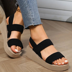 Lichtgewicht Slingback Wedge Sandalen Dames met Dikke Zool – Comfortabele Gladiatorstijl voor Zomeruitjes - Dames - Schoenen