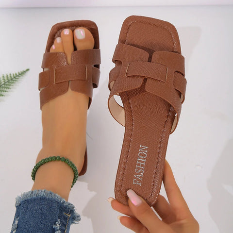Modieuze Dames Sandalen – Comfortabele Platte Slippers voor Casual Buitenactiviteiten, Verkrijgbaar in Meerdere Kleuren - Dames - Schoenen