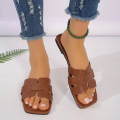 Modieuze Dames Sandalen – Comfortabele Platte Slippers voor Casual Buitenactiviteiten, Verkrijgbaar in Meerdere Kleuren - Dames - Schoenen