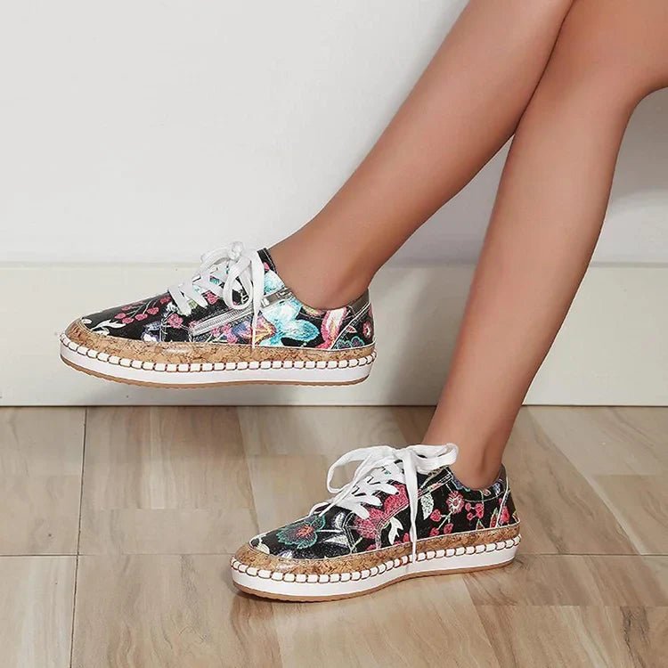 Orthopedische Dames Sneakers met Gebloemd Patroon - Ademend en Lichtgewicht Schoenen voor Comfort en Stijl - Dames - Schoenen