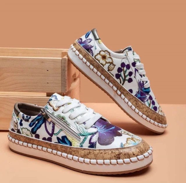 Orthopedische Dames Sneakers met Gebloemd Patroon - Ademend en Lichtgewicht Schoenen voor Comfort en Stijl - Dames - Schoenen