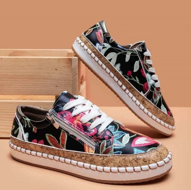 Orthopedische Dames Sneakers met Gebloemd Patroon - Ademend en Lichtgewicht Schoenen voor Comfort en Stijl - Dames - Schoenen
