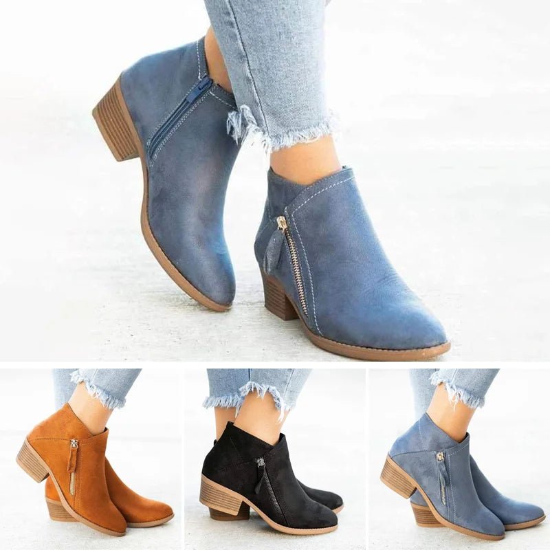 Orthopedische Leren Enkellaarsjes Dames met Anatomische Ondersteuning – Zwart, Beige en Blauw - Dames - Schoenen