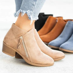 Orthopedische Leren Enkellaarsjes Dames met Anatomische Ondersteuning – Zwart, Beige en Blauw - Dames - Schoenen