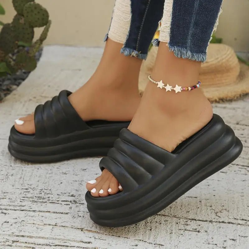 Platform Slippers Dames met Dikke Zool – Comfortabele Stranddia's voor Casual Gebruik – met Platform – Roze - Dames - Schoenen