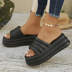 Platform Slippers Dames met Dikke Zool – Comfortabele Stranddia's voor Casual Gebruik – met Platform – Roze - Dames - Schoenen