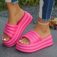 Platform Slippers Dames met Dikke Zool – Comfortabele Stranddia's voor Casual Gebruik – met Platform – Roze - Dames - Schoenen