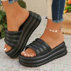 Platform Slippers Dames met Dikke Zool – Comfortabele Stranddia's voor Casual Gebruik – met Platform – Roze - Dames - Schoenen