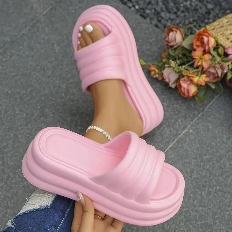 Platform Slippers Dames met Dikke Zool – Comfortabele Stranddia's voor Casual Gebruik – met Platform – Roze - Dames - Schoenen