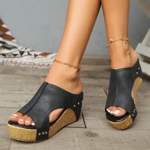 Plus Size Dames Sandalen – Dikke Zool en Vis Mond Ontwerp voor Comfort en Zomergebruik - Dames - Schoenen
