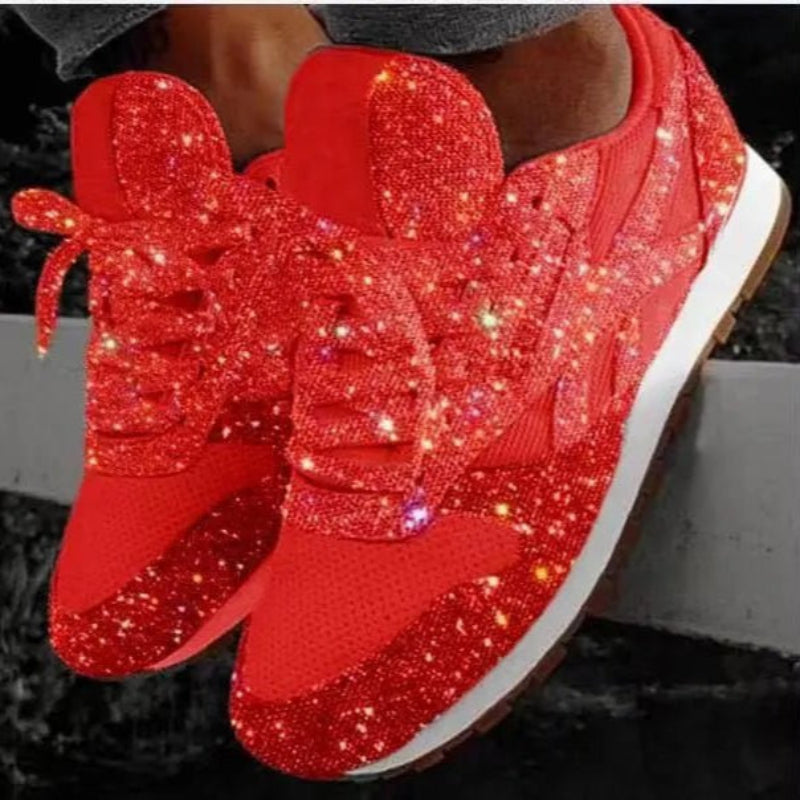 Trendy Dames Sneakers met Glitter – Chunky Platform Sneakers voor Comfort en Stijl - Dames - Schoenen