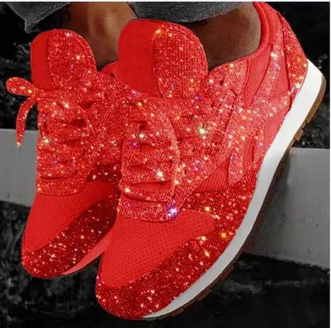 Trendy Dames Sneakers met Glitter – Chunky Platform Sneakers voor Comfort en Stijl - Dames - Schoenen