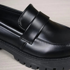 Zwarte Loafers Dames met Dikke Bodem – Plus Size Ronde Teen Schoenen voor Comfortabel Dagelijks Gebruik - Dames - Schoenen